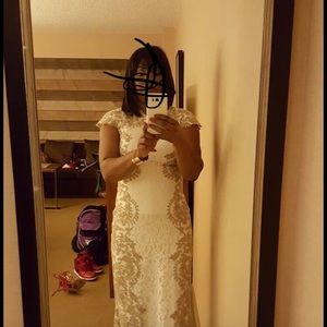 Beige and cream lace gown